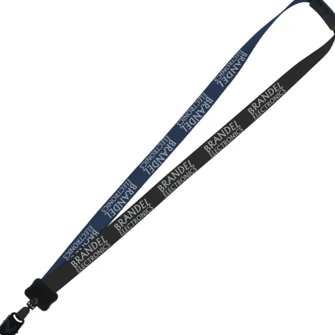 Two-Tone Smooth Nylon Lanyard - 7/8 inches - 36 inches - Large Metal Bulldog Clip