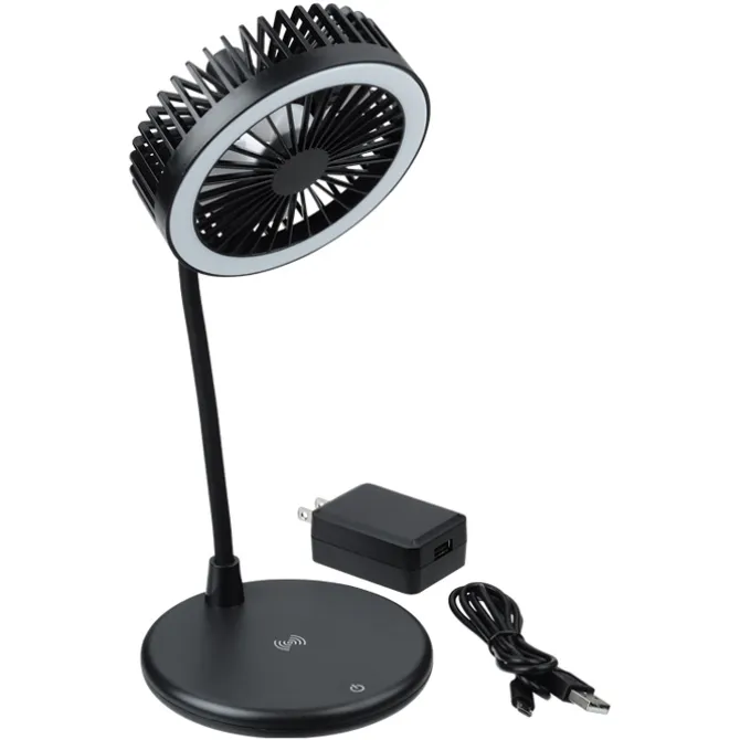 Wireless Charger Desktop Fan with Ring Light