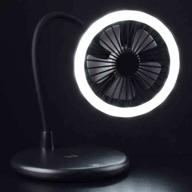 Wireless Charger Desktop Fan with Ring Light