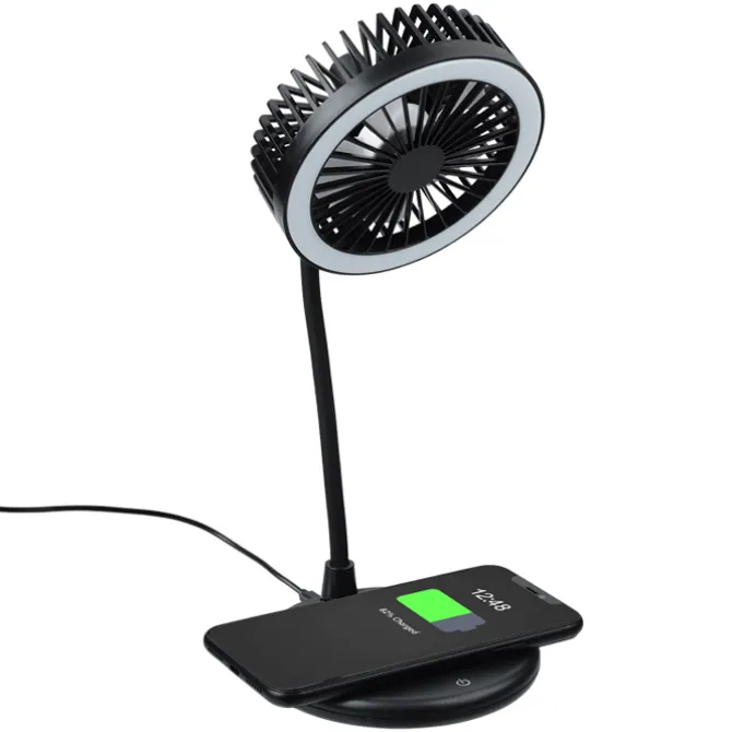 Wireless Charger Desktop Fan with Ring Light